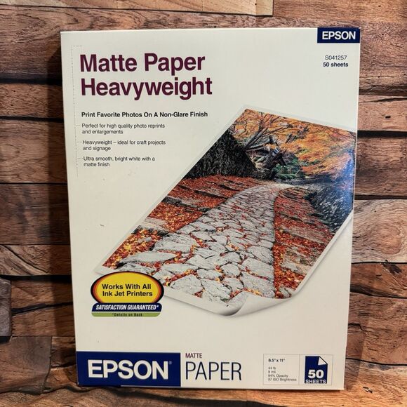 Epson Matte Heavyweight Photo Paper Crafts 8.5" x 11" 50 Sheets Non Glare 9 Mil - Picture 1 of 6